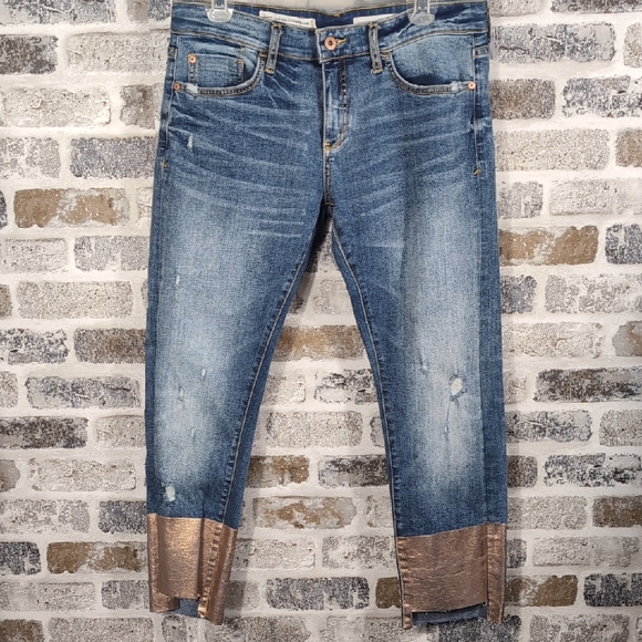 Pilcro Slim Boyfriend Midrise Metallic Hem Jean, 29P - Picture 2 of 8